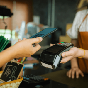 Customers pays bill via mobile payment