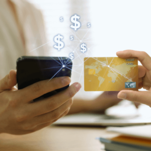 Using phone to make financial transaction with credit card