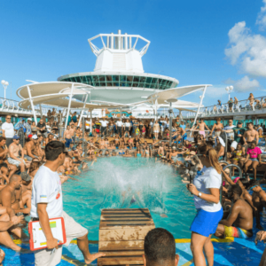 People having fun in cruise ship pool