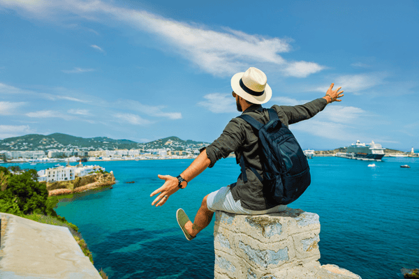Young guy enjoying traveling