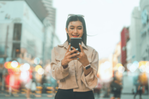 Youth asian woman using smartphone