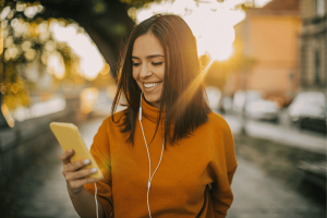 Cute woman using phone