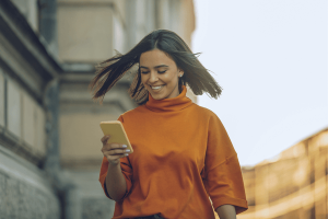 Young woman using phone