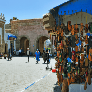 People Walking In An Old City Market In Morocco