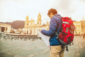 Young traveler in Bogota, Colombia