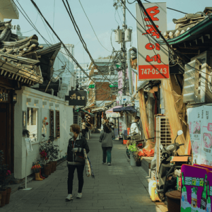 Charming Street Scene in Seoul, South Korea