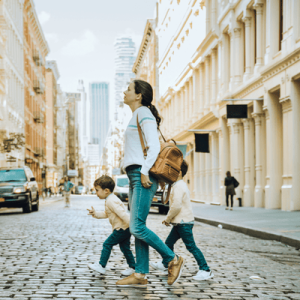 Family travelling in New York Soho
