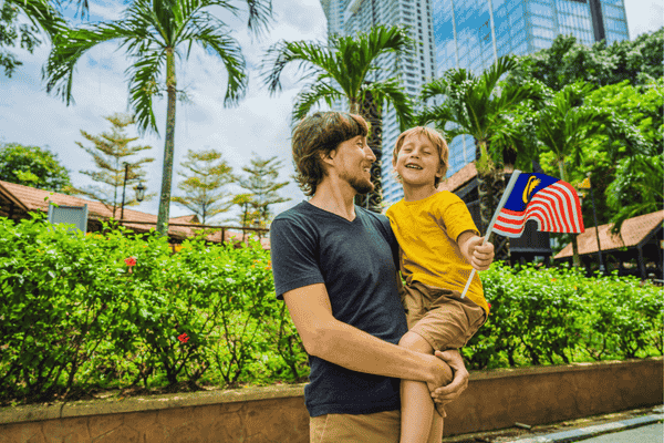 Father and Son Travelers in Malaysia