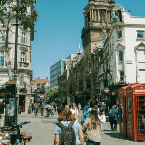 Tourists at Square in London, England