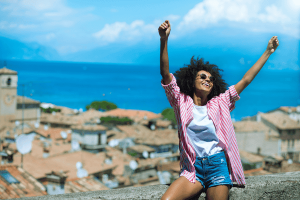 Happy Woman Traveling