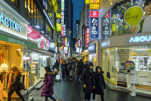 Myeongdong district of Seoul, South Korea
