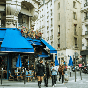 Quaint Parisian Cafe Street Scene in Paris