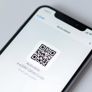 a mobile phone with eSIM QR code activated