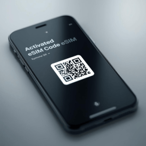 a mobile phone with eSIM QR code activated