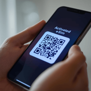 a mobile with eSIM QR code activated