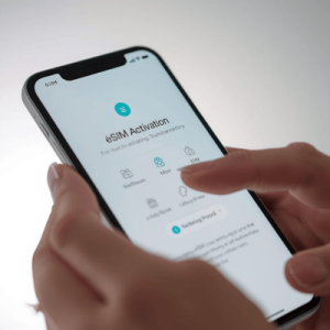 Close-up of phone showing eSIM activation settings