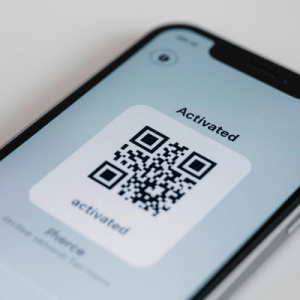 a mobile phone activated with eSIM QR code
