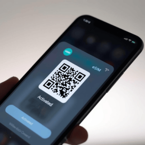 a mobile phone with eSIM QR code activated