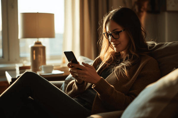 a person using a smartphone at home before going to flight
